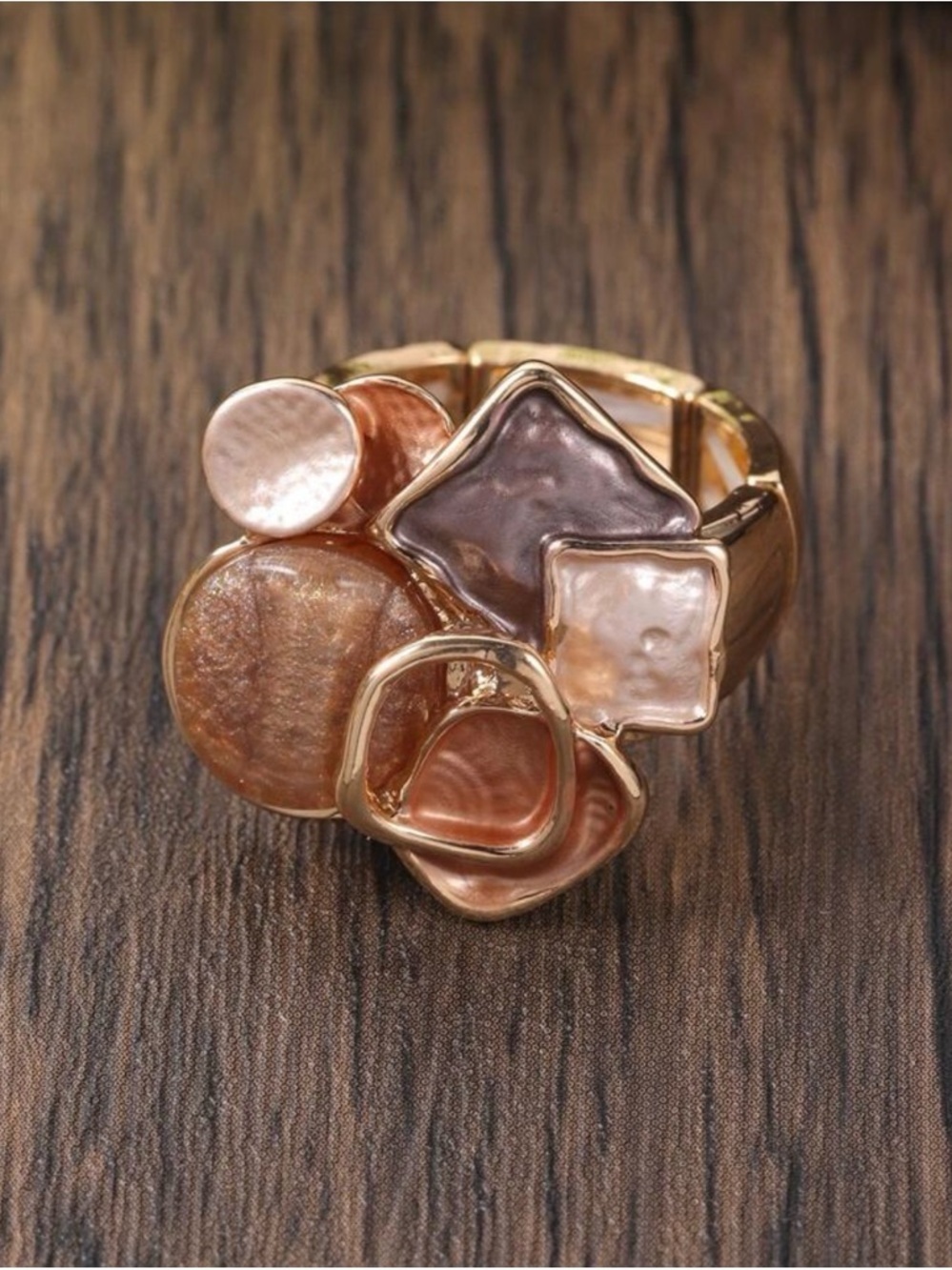 Gold-Tone Pearl Cluster Statement Ring - Picture 5 of 8